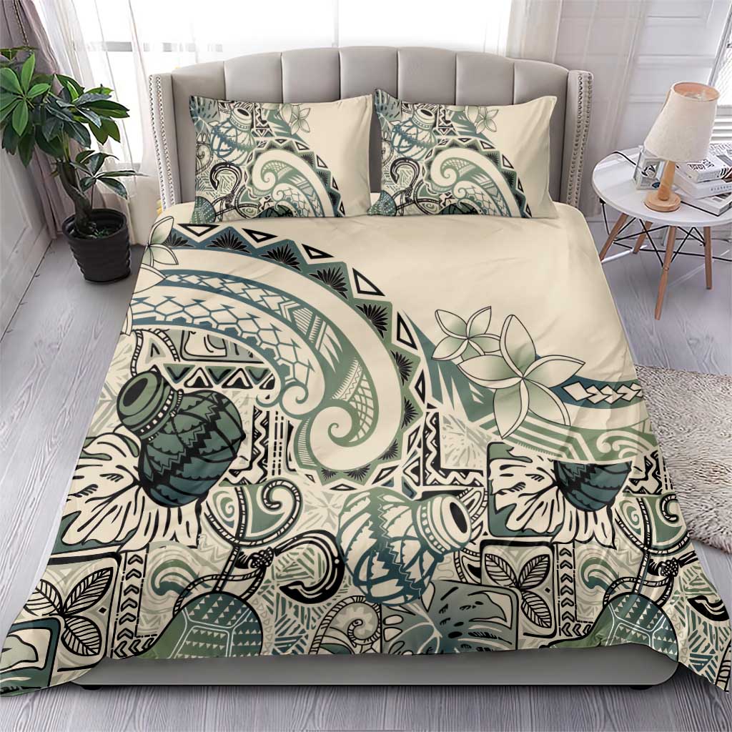 Aloha Hawaii Tapa Bedding Set Summer Green Hawaiian Ipu - Polynesian Pride
