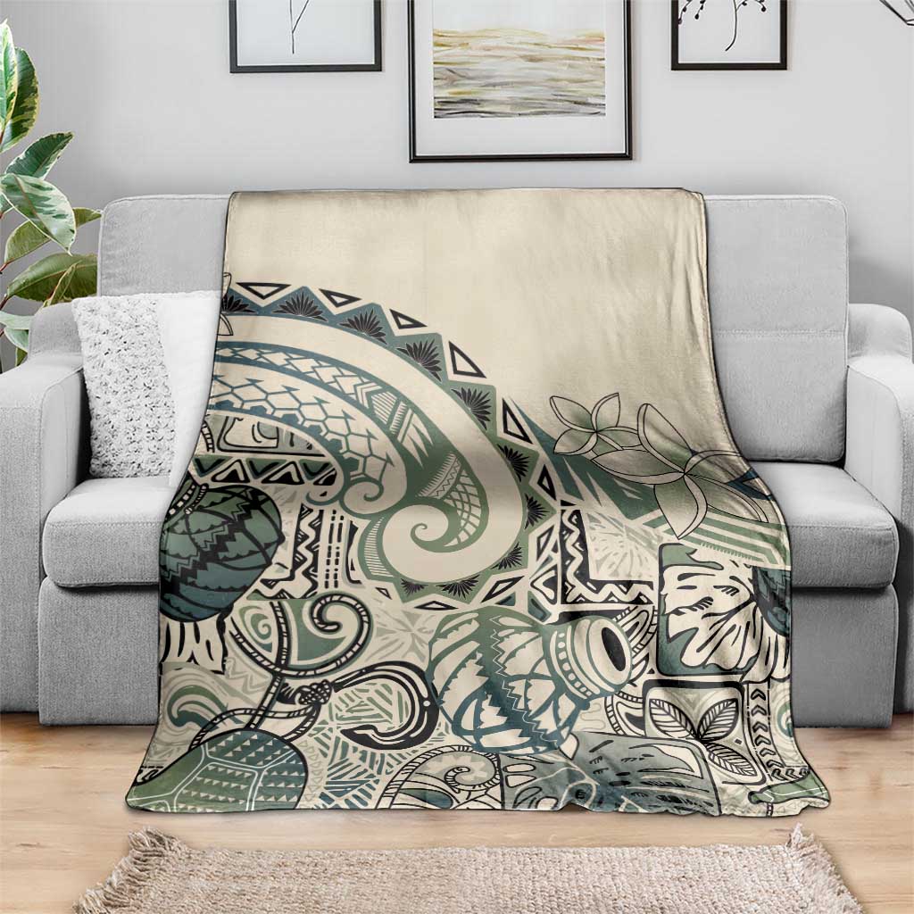 Aloha Hawaii Tapa Blanket Summer Green Hawaiian Ipu - Polynesian Pride