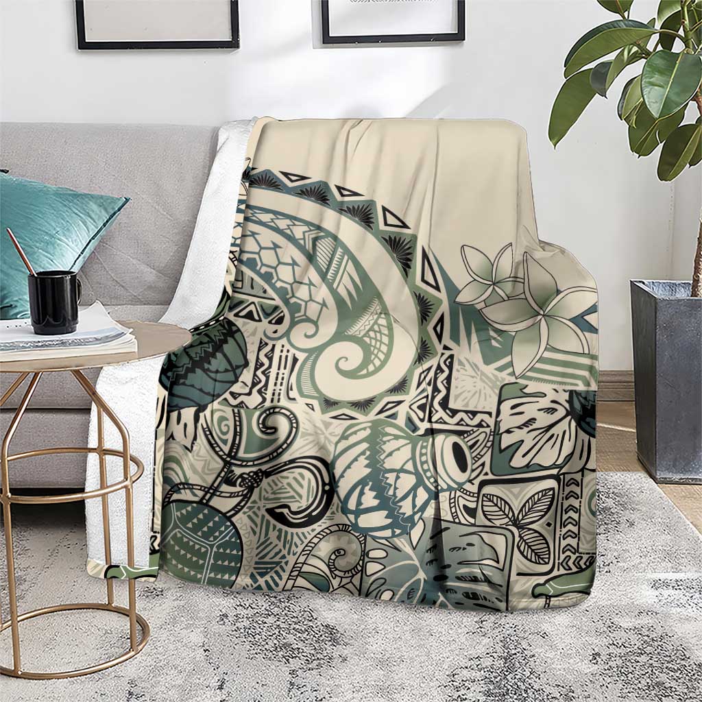 Aloha Hawaii Tapa Blanket Summer Green Hawaiian Ipu - Polynesian Pride