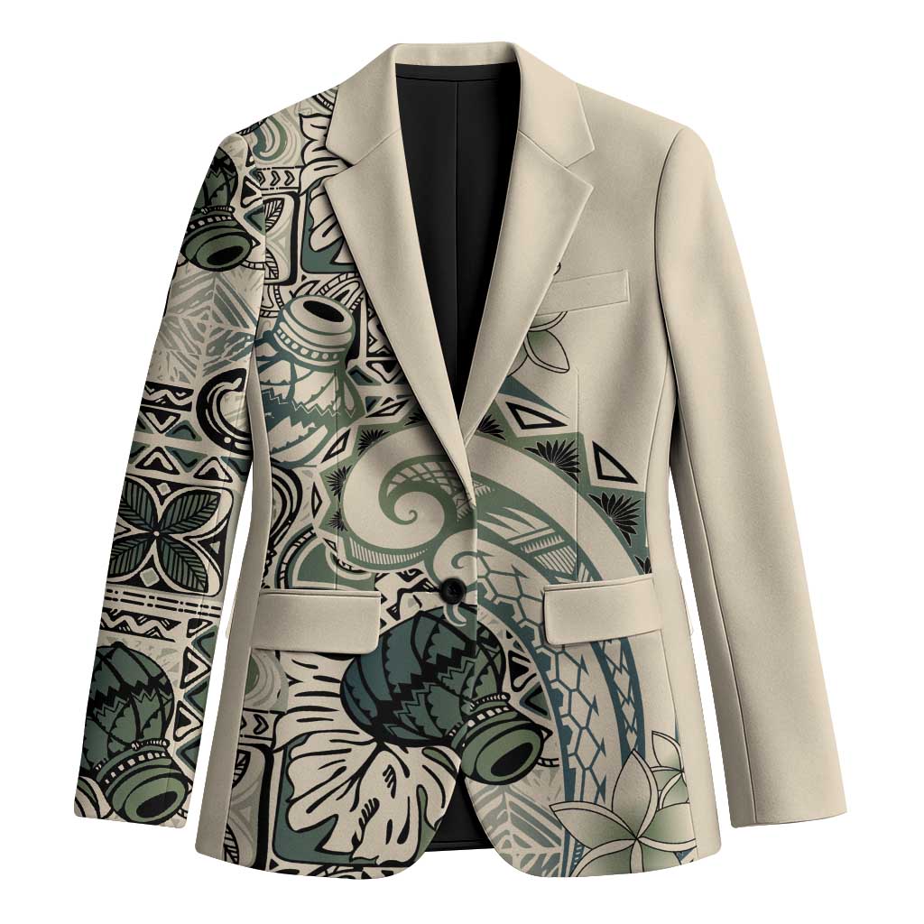 Aloha Hawaii Tapa Blazer Summer Green Hawaiian Ipu LT7 Unisex Emerald - Polynesian Pride