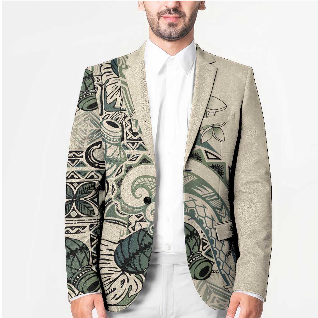 Aloha Hawaii Tapa Blazer Summer Green Hawaiian Ipu LT7 - Polynesian Pride