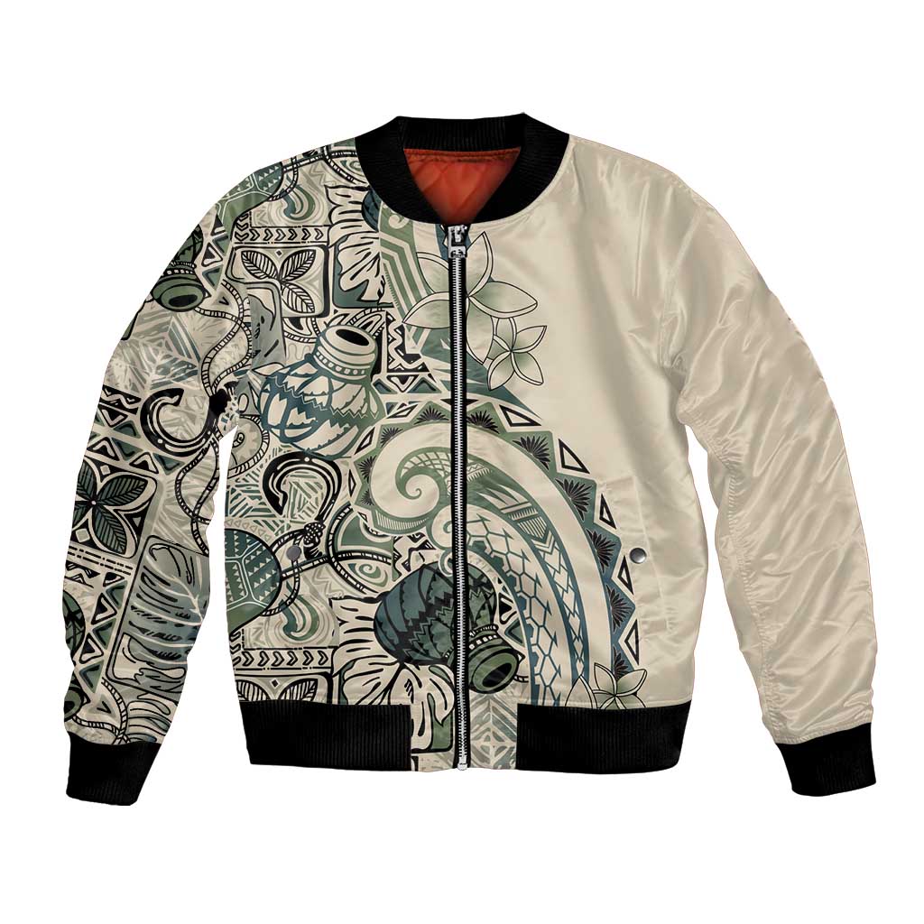 Aloha Hawaii Tapa Bomber Jacket Summer Green Hawaiian Ipu LT7 Unisex Emerald - Polynesian Pride