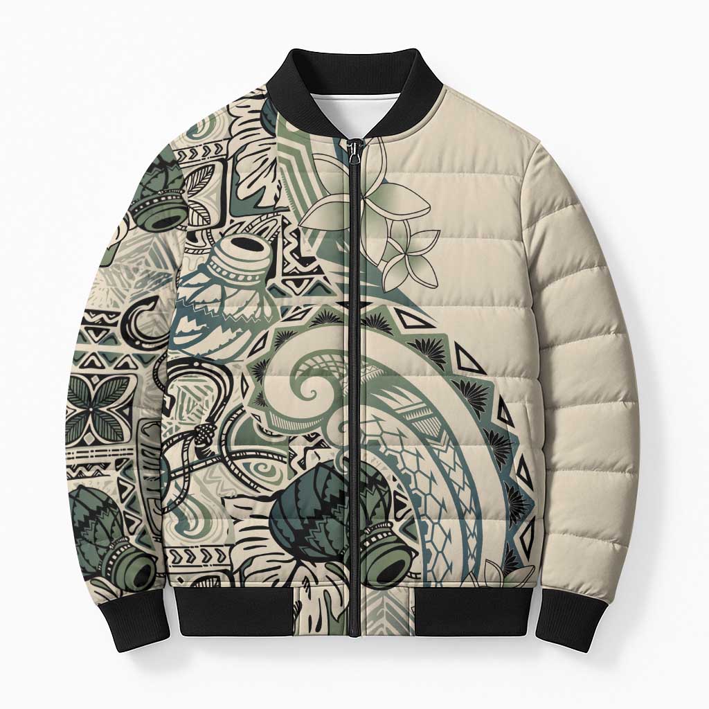 Aloha Hawaii Tapa Bomber Puffer Jacket Summer Green Hawaiian Ipu LT7 Unisex Emerald - Polynesian Pride