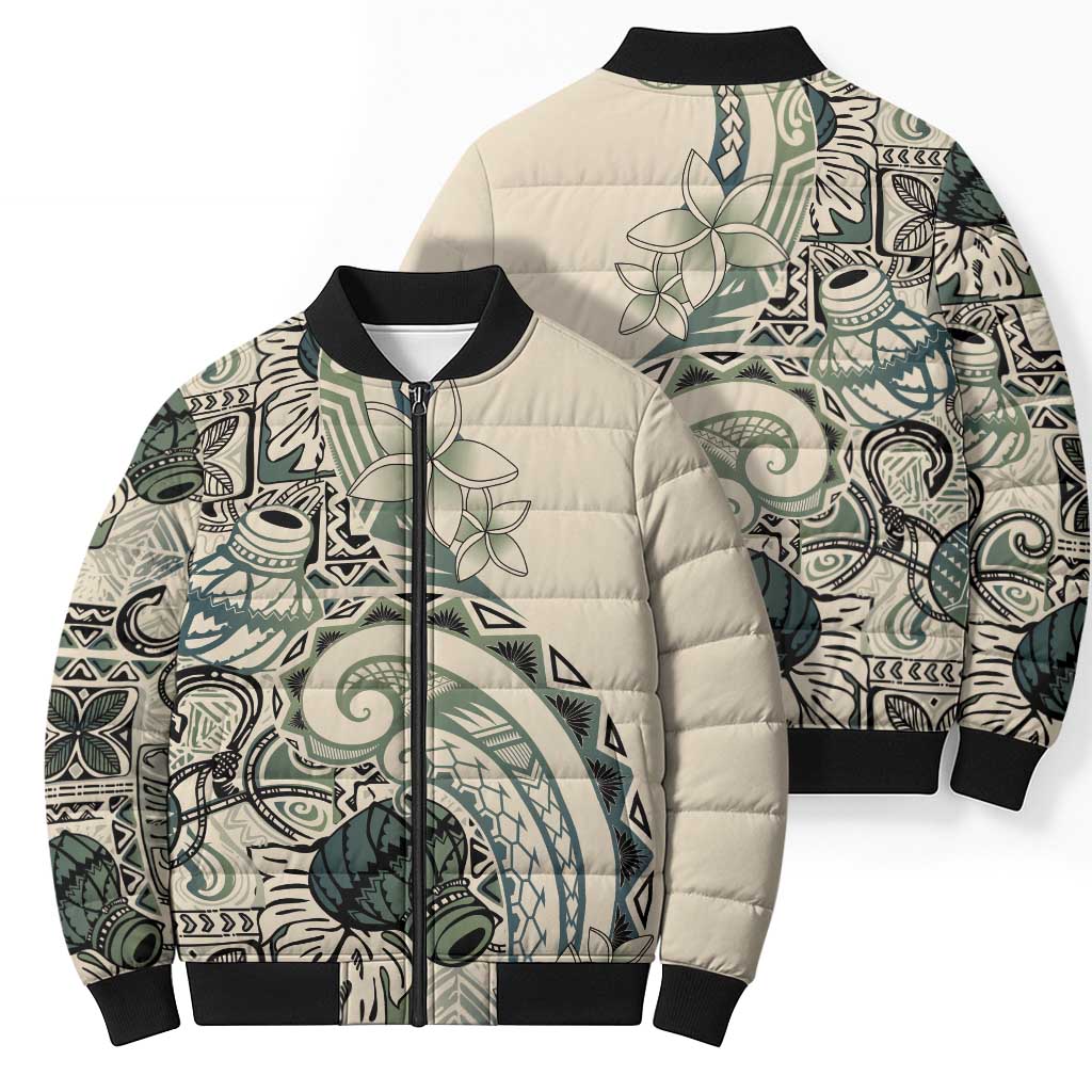 Aloha Hawaii Tapa Bomber Puffer Jacket Summer Green Hawaiian Ipu LT7 - Polynesian Pride