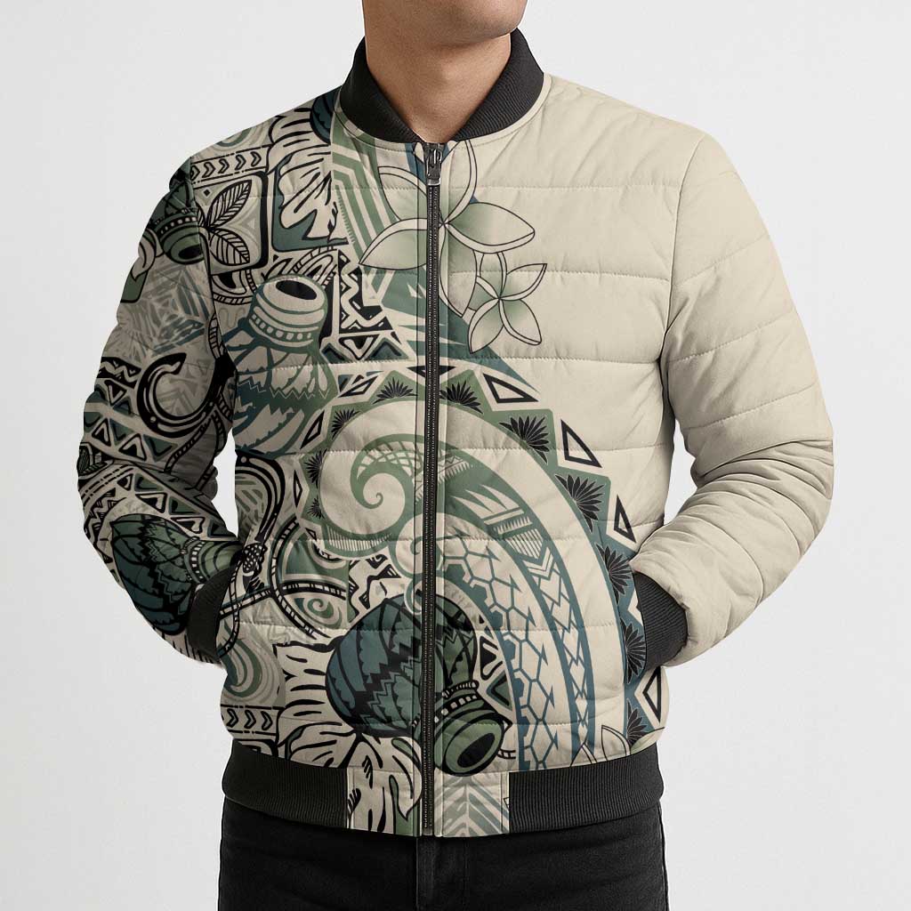 Aloha Hawaii Tapa Bomber Puffer Jacket Summer Green Hawaiian Ipu LT7 - Polynesian Pride