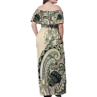 Aloha Hawaii Tapa Family Matching Off Shoulder Maxi Dress and Hawaiian Shirt Summer Green Hawaiian Ipu - Polynesian Pride