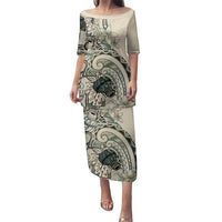 Aloha Hawaii Tapa Family Matching Puletasi and Hawaiian Shirt Summer Green Hawaiian Ipu - Polynesian Pride