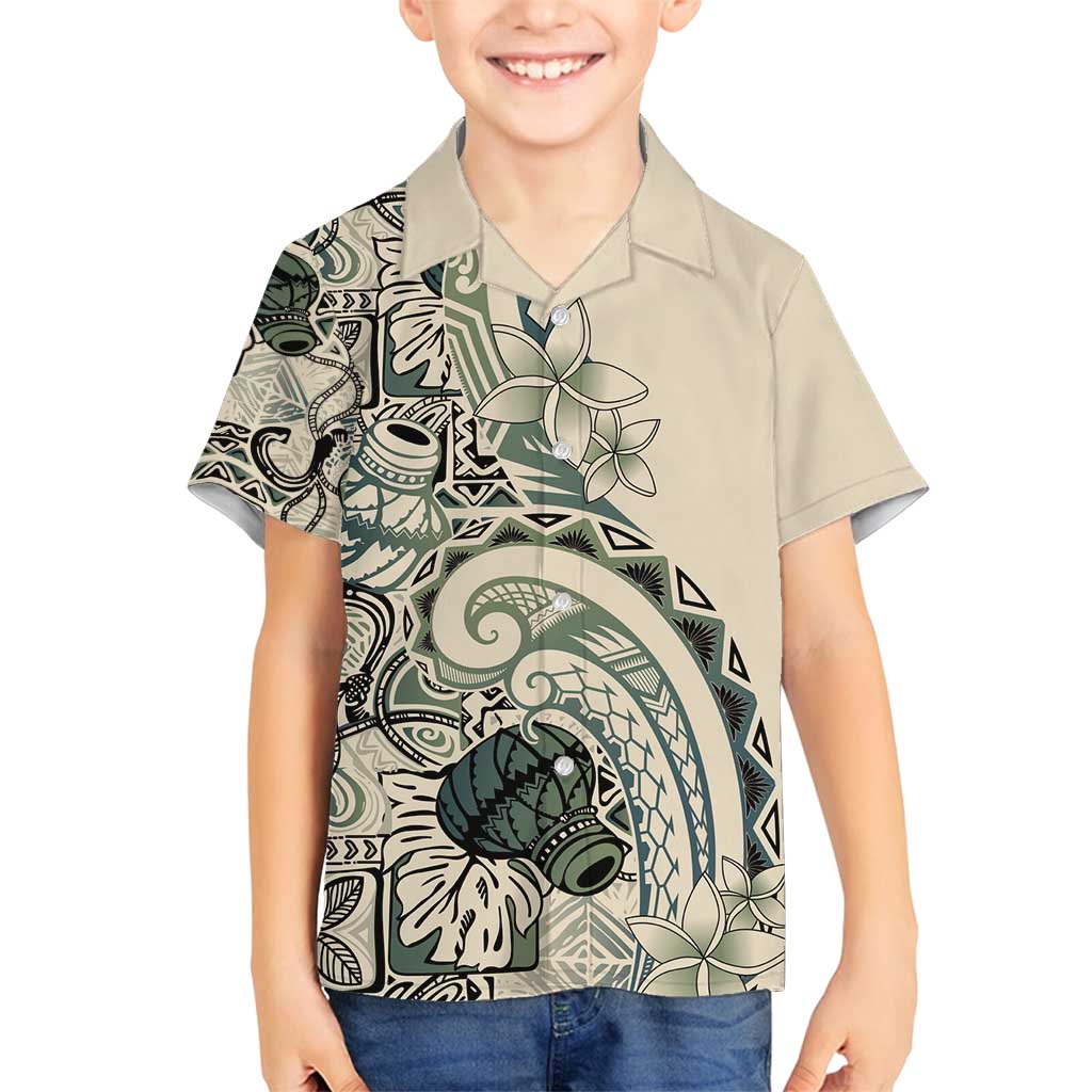 Aloha Hawaii Tapa Family Matching Puletasi and Hawaiian Shirt Summer Green Hawaiian Ipu - Polynesian Pride