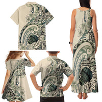 Aloha Hawaii Tapa Family Matching Tank Maxi Dress and Hawaiian Shirt Summer Green Hawaiian Ipu - Polynesian Pride