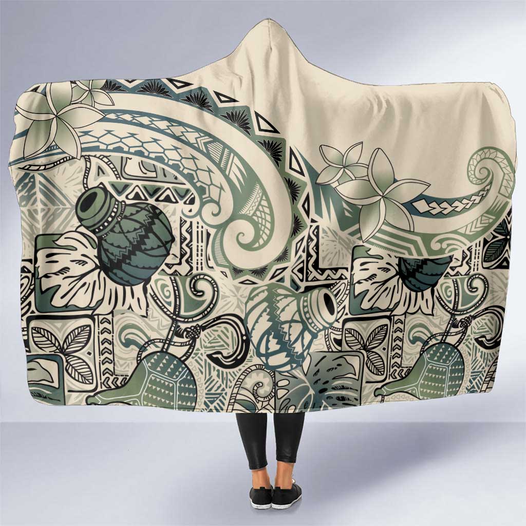Aloha Hawaii Tapa Hooded Blanket Summer Green Hawaiian Ipu LT7 One Size Emerald - Polynesian Pride