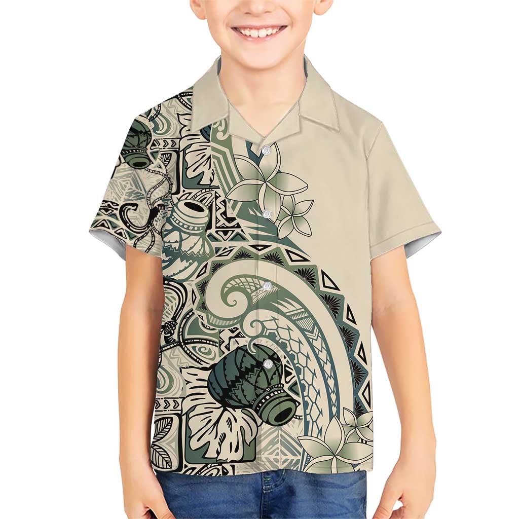 Aloha Hawaii Tapa Kid Hawaiian Shirt Summer Green Hawaiian Ipu LT7 Kid Emerald - Polynesian Pride
