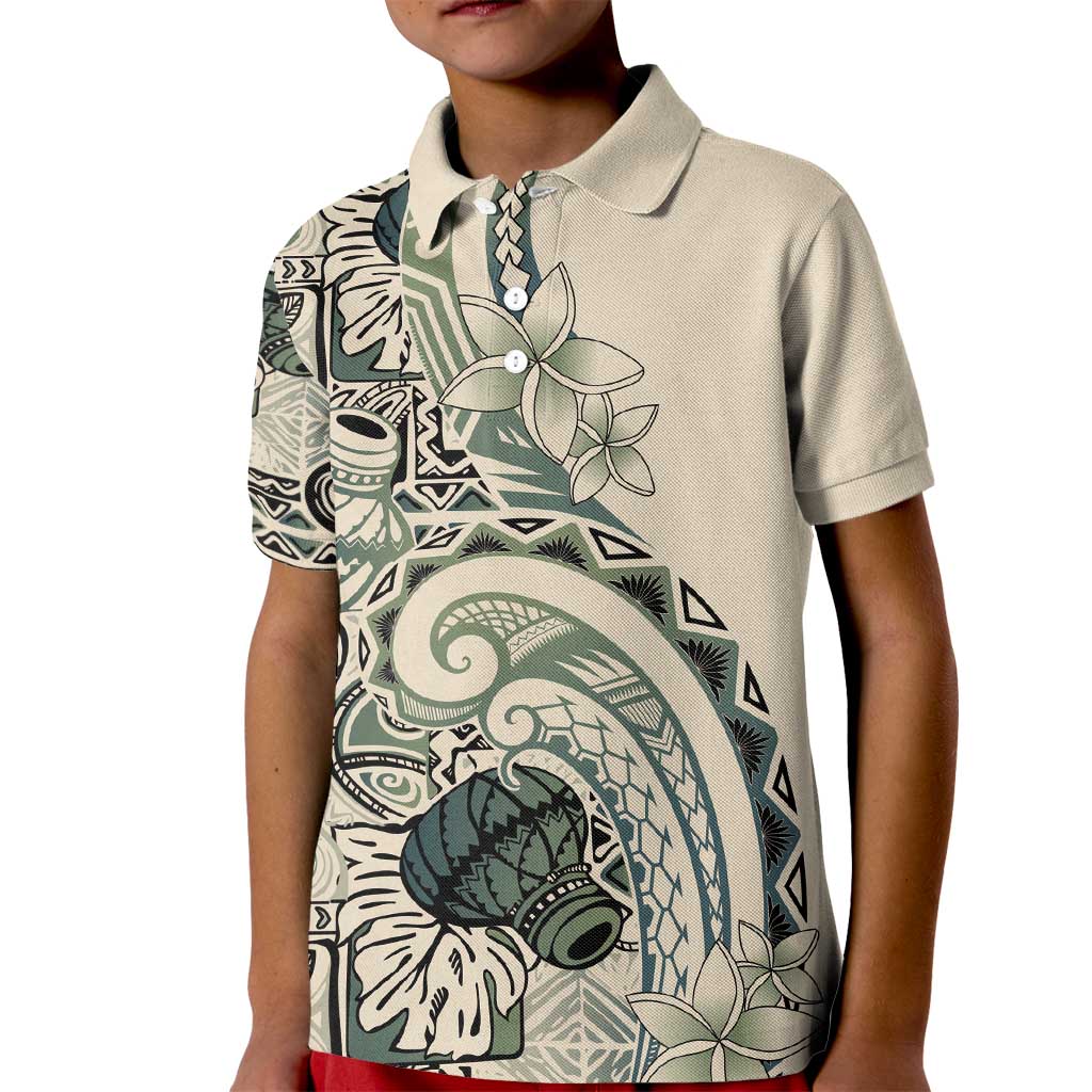 Aloha Hawaii Tapa Kid Polo Shirt Summer Green Hawaiian Ipu LT7 Kid Emerald - Polynesian Pride