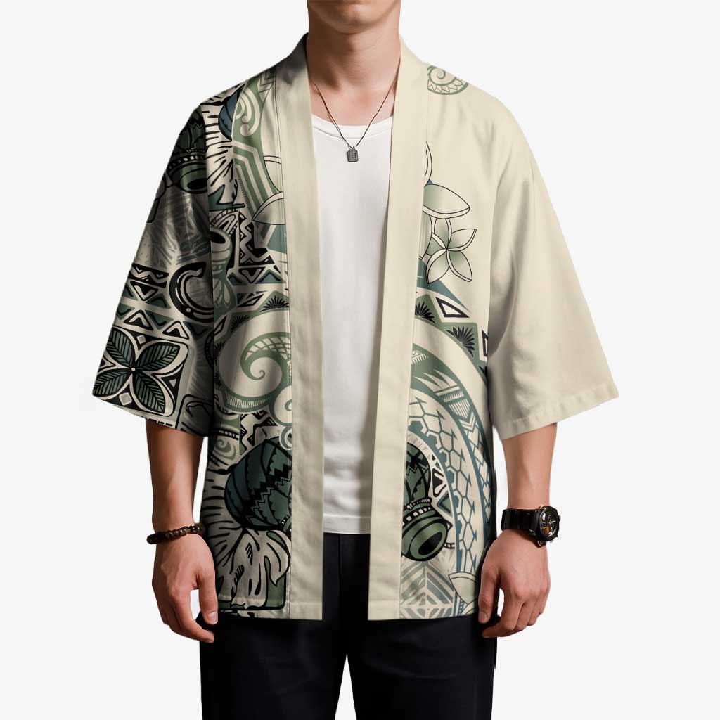Aloha Hawaii Tapa Kimono Summer Green Hawaiian Ipu - Polynesian Pride