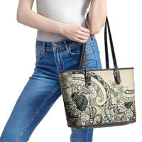 Aloha Hawaii Tapa Leather Tote Bag Summer Green Hawaiian Ipu LT7 - Polynesian Pride