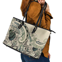 Aloha Hawaii Tapa Leather Tote Bag Summer Green Hawaiian Ipu LT7 - Polynesian Pride