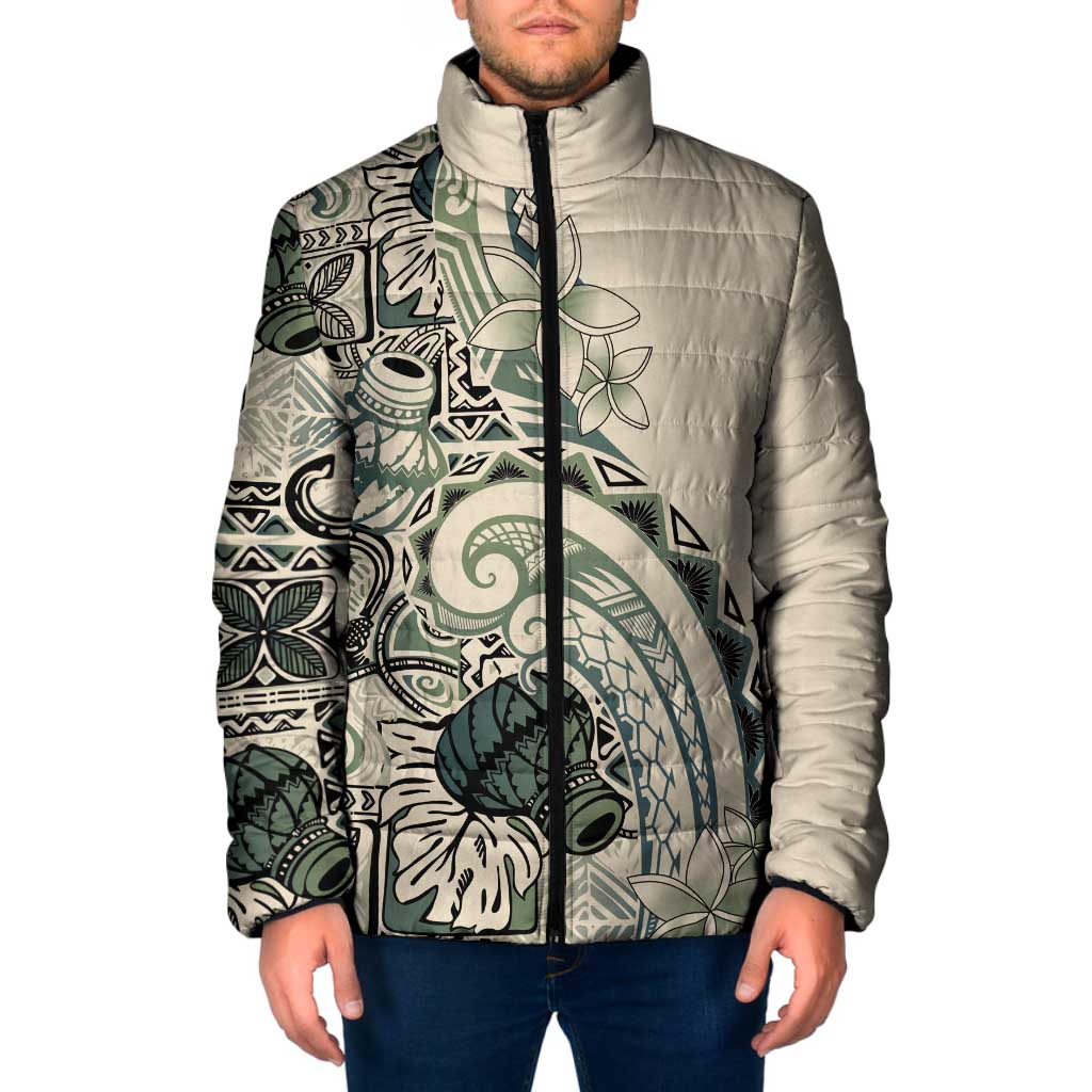 Aloha Hawaii Tapa Padded Jacket Summer Green Hawaiian Ipu LT7 Men Emerald - Polynesian Pride