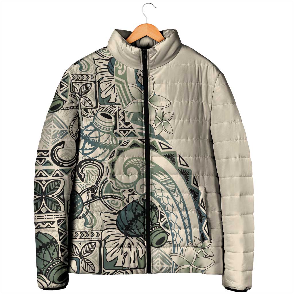Aloha Hawaii Tapa Padded Jacket Summer Green Hawaiian Ipu - Polynesian Pride