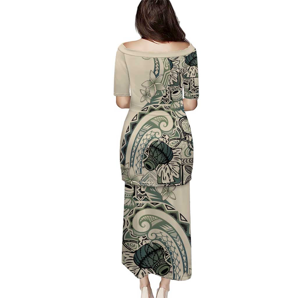 Aloha Hawaii Tapa Puletasi Summer Green Hawaiian Ipu - Polynesian Pride