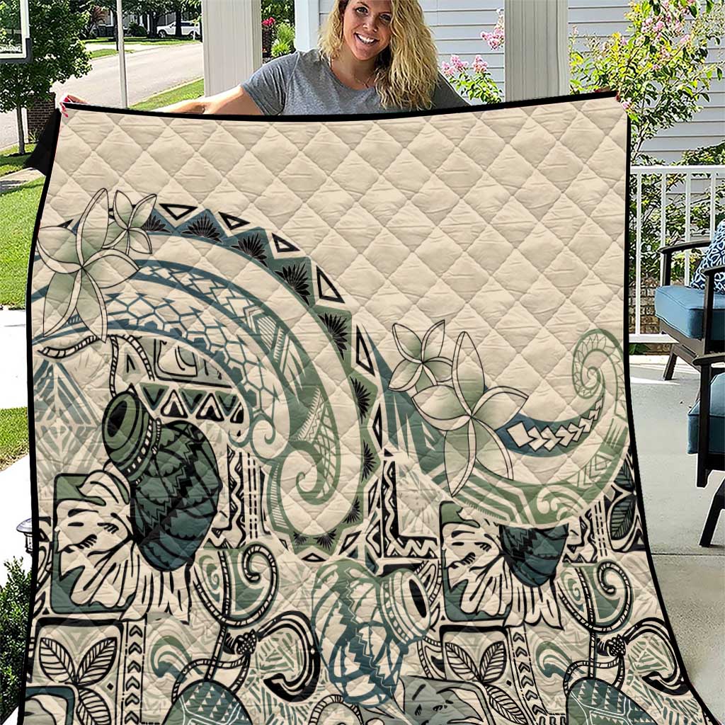 Aloha Hawaii Tapa Quilt Summer Green Hawaiian Ipu - Polynesian Pride