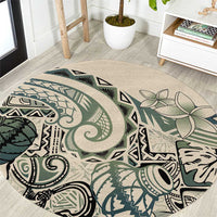 Aloha Hawaii Tapa Round Carpet Summer Green Hawaiian Ipu - Polynesian Pride