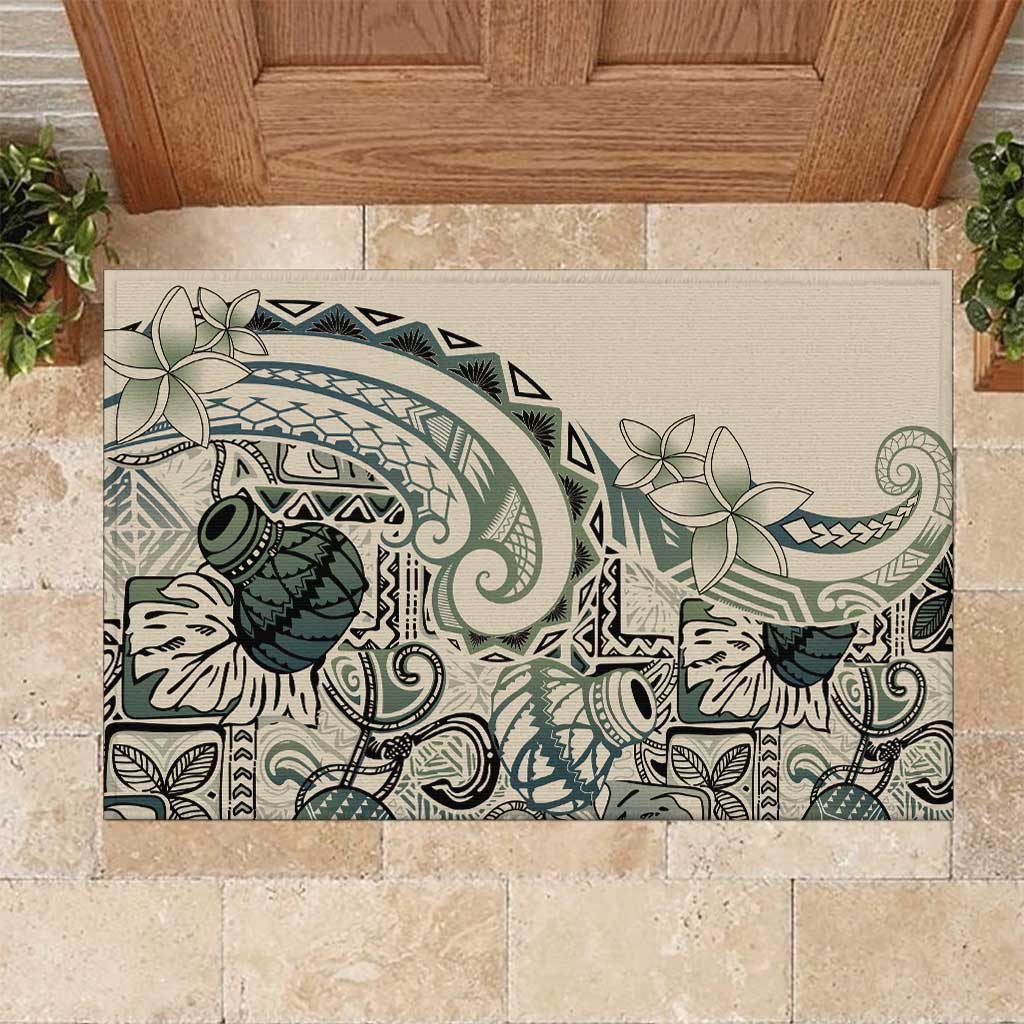 Aloha Hawaii Tapa Rubber Doormat Summer Green Hawaiian Ipu - Polynesian Pride