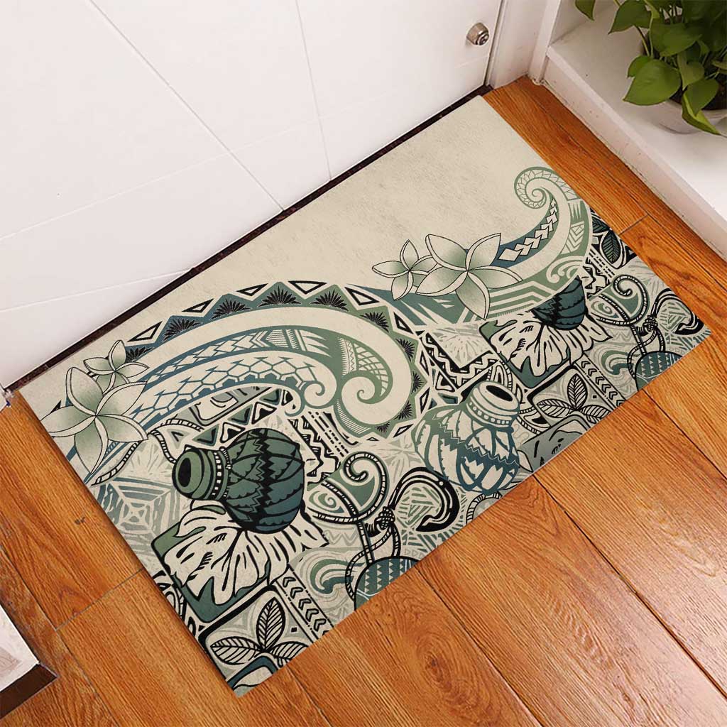 Aloha Hawaii Tapa Rubber Doormat Summer Green Hawaiian Ipu - Polynesian Pride