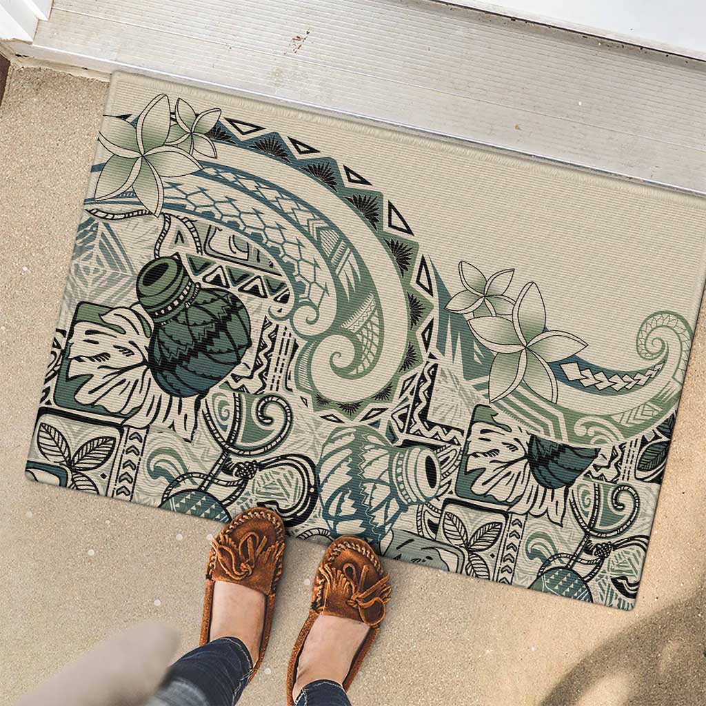 Aloha Hawaii Tapa Rubber Doormat Summer Green Hawaiian Ipu - Polynesian Pride