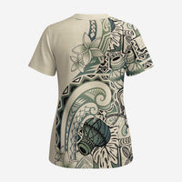 Aloha Hawaii Tapa Scrub Top Summer Green Hawaiian Ipu - Polynesian Pride