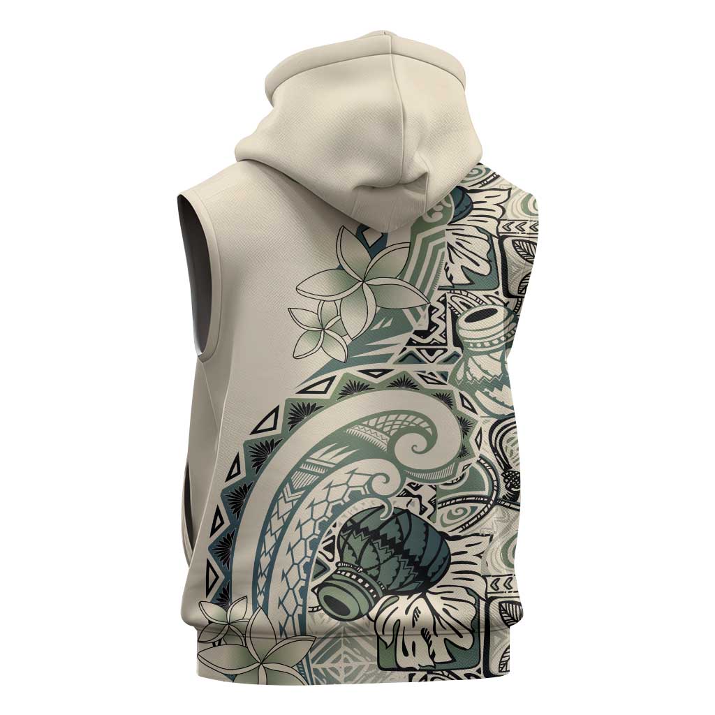 Aloha Hawaii Tapa Sleeveless Hoodie Summer Green Hawaiian Ipu - Polynesian Pride