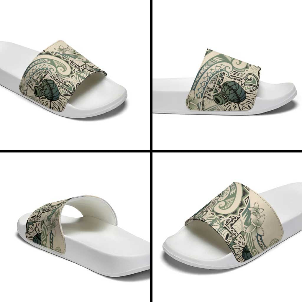 Aloha Hawaii Tapa Slide Sandals Summer Green Hawaiian Ipu LT7 - Polynesian Pride