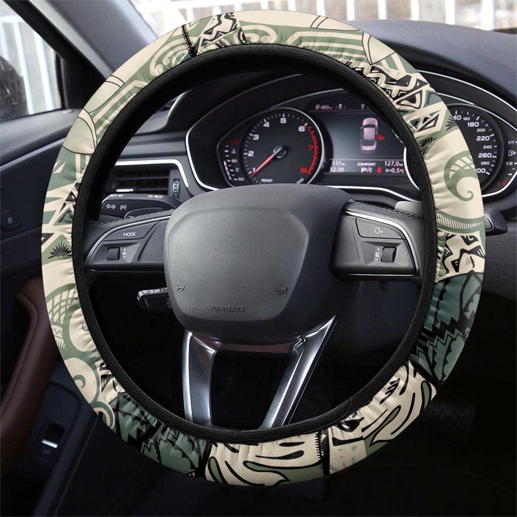 Aloha Hawaii Tapa Steering Wheel Cover Summer Green Hawaiian Ipu - Polynesian Pride