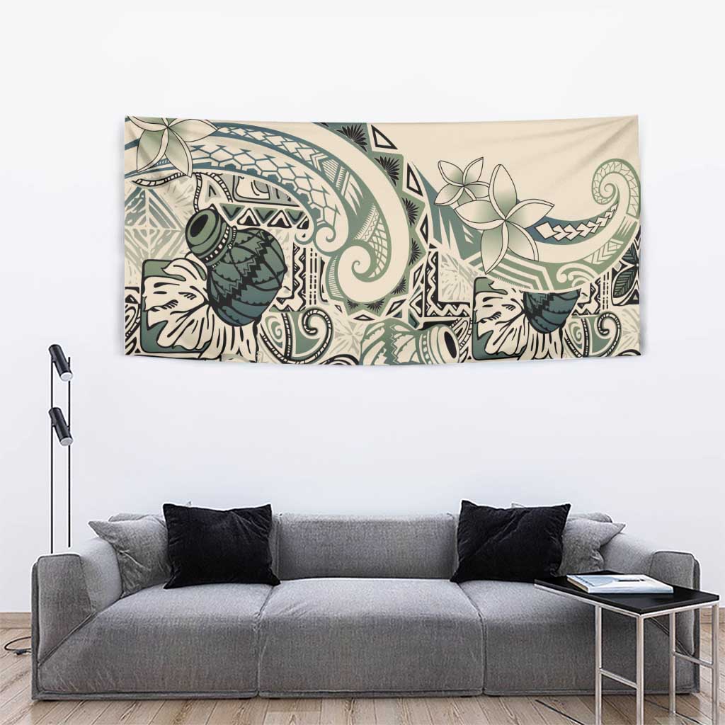 Aloha Hawaii Tapa Tapestry Summer Green Hawaiian Ipu - Polynesian Pride