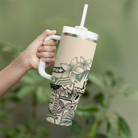 Aloha Hawaii Tapa Tumbler With Handle Summer Green Hawaiian Ipu - Polynesian Pride