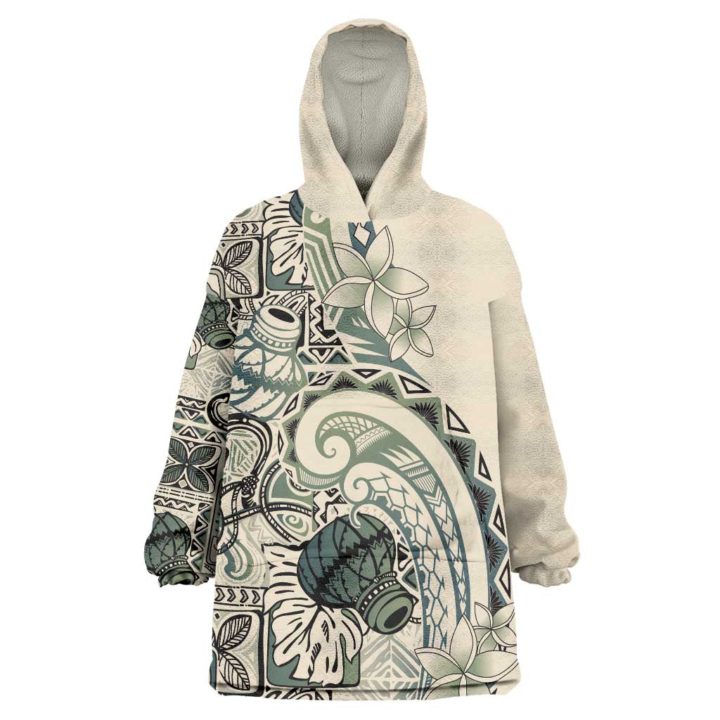 Aloha Hawaii Tapa Wearable Blanket Hoodie Summer Green Hawaiian Ipu LT7 One Size Emerald - Polynesian Pride