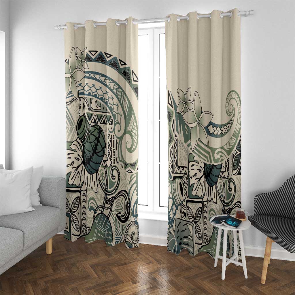 Aloha Hawaii Tapa Window Curtain Summer Green Hawaiian Ipu - Polynesian Pride