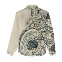 Aloha Hawaii Tapa Women Casual Shirt Summer Green Hawaiian Ipu - Polynesian Pride