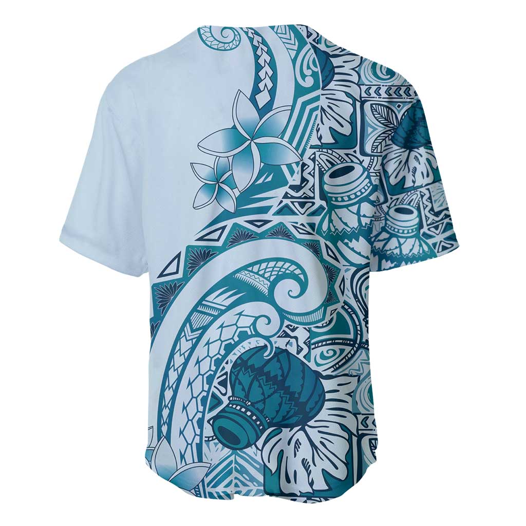 Aloha Hawaii Tapa Baseball Jersey Cool Turquoise Hawaiian Ipu - Polynesian Pride