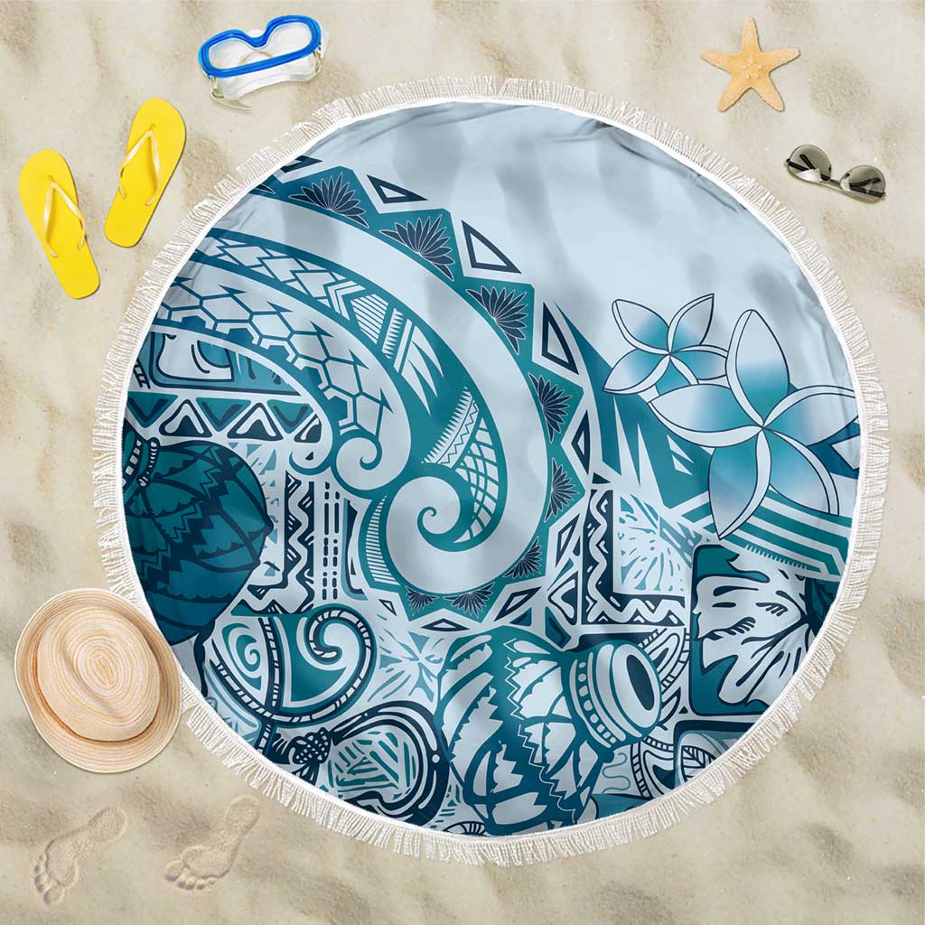 Aloha Hawaii Tapa Beach Blanket Cool Turquoise Hawaiian Ipu - Polynesian Pride