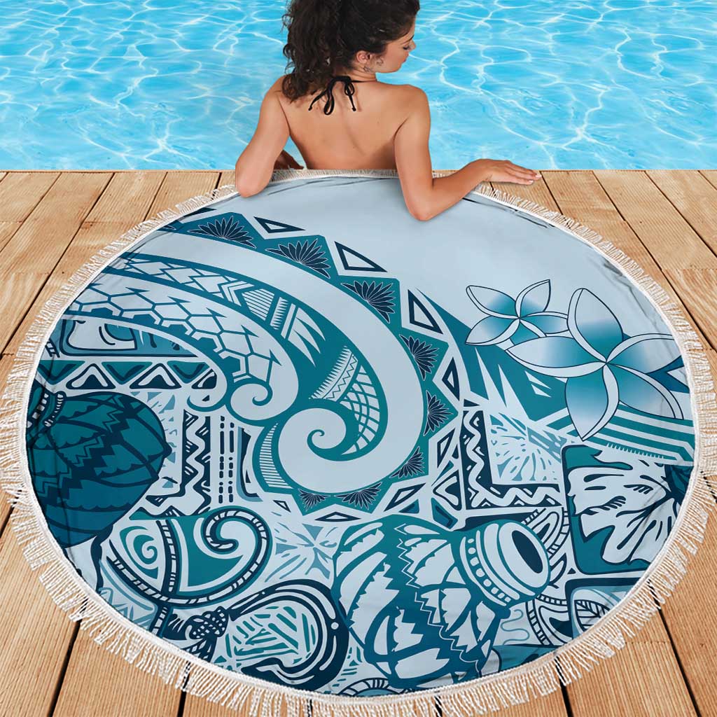 Aloha Hawaii Tapa Beach Blanket Cool Turquoise Hawaiian Ipu - Polynesian Pride