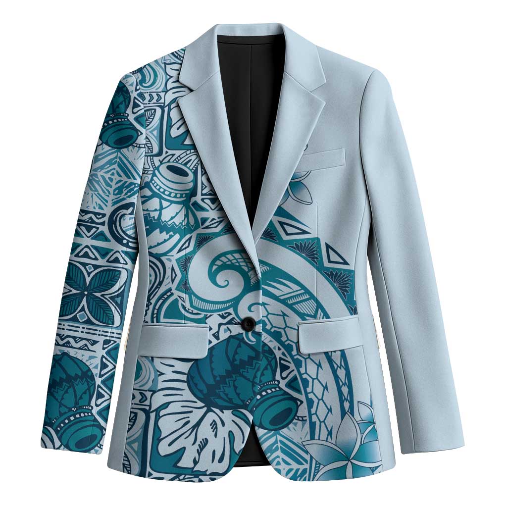 Aloha Hawaii Tapa Blazer Cool Turquoise Hawaiian Ipu LT7 Unisex Turquoise - Polynesian Pride