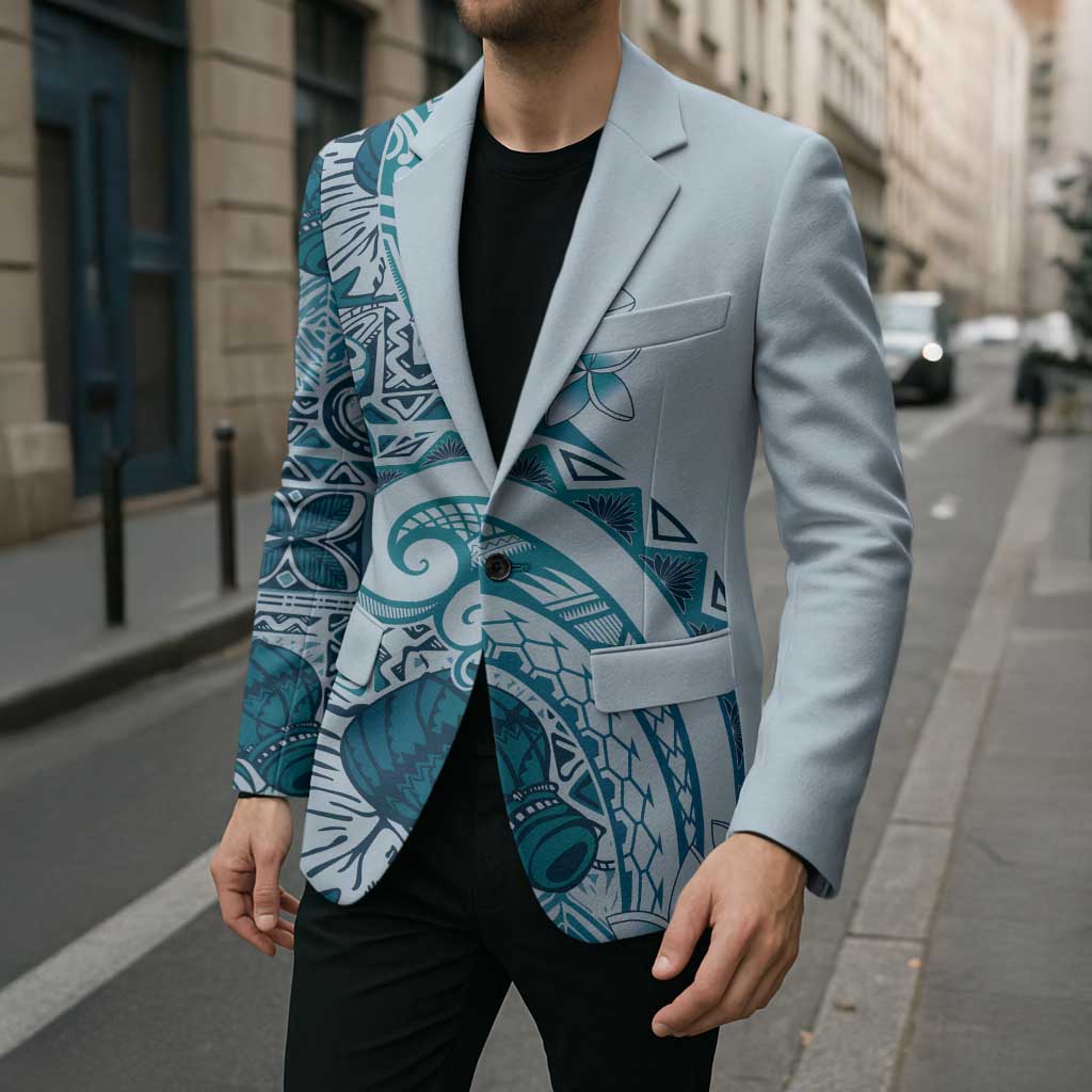 Aloha Hawaii Tapa Blazer Cool Turquoise Hawaiian Ipu LT7 - Polynesian Pride