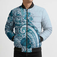 Aloha Hawaii Tapa Bomber Puffer Jacket Cool Turquoise Hawaiian Ipu - Polynesian Pride