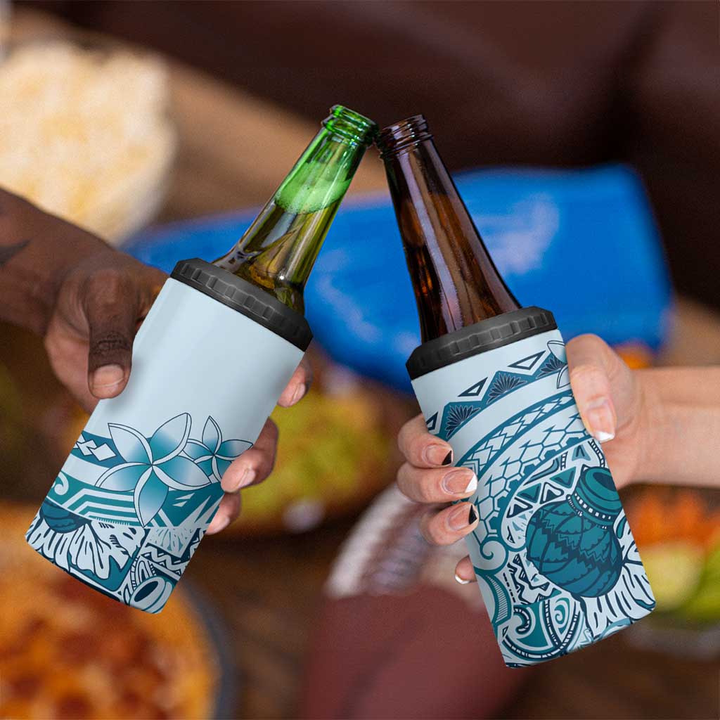 Aloha Hawaii Tapa 4 in 1 Can Cooler Tumbler Cool Turquoise Hawaiian Ipu - Polynesian Pride