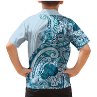 Aloha Hawaii Tapa Family Matching Mermaid Dress and Hawaiian Shirt Cool Turquoise Hawaiian Ipu - Polynesian Pride