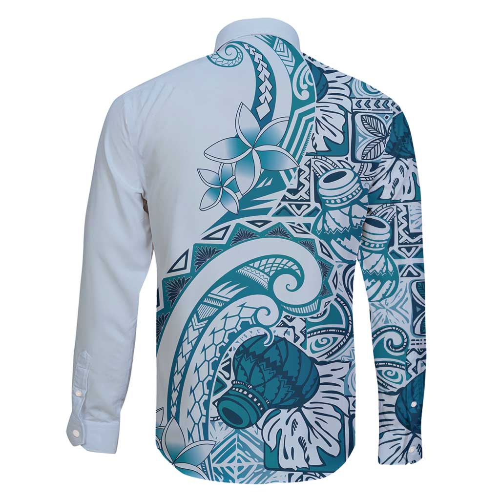 Aloha Hawaii Tapa Family Matching Mermaid Dress and Hawaiian Shirt Cool Turquoise Hawaiian Ipu - Polynesian Pride