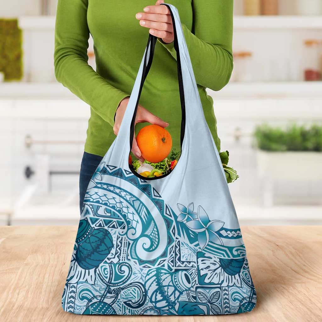 Aloha Hawaii Tapa Grocery Bag Cool Turquoise Hawaiian Ipu - Polynesian Pride