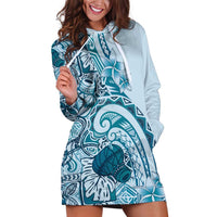 Aloha Hawaii Tapa Hoodie Dress Cool Turquoise Hawaiian Ipu - Polynesian Pride