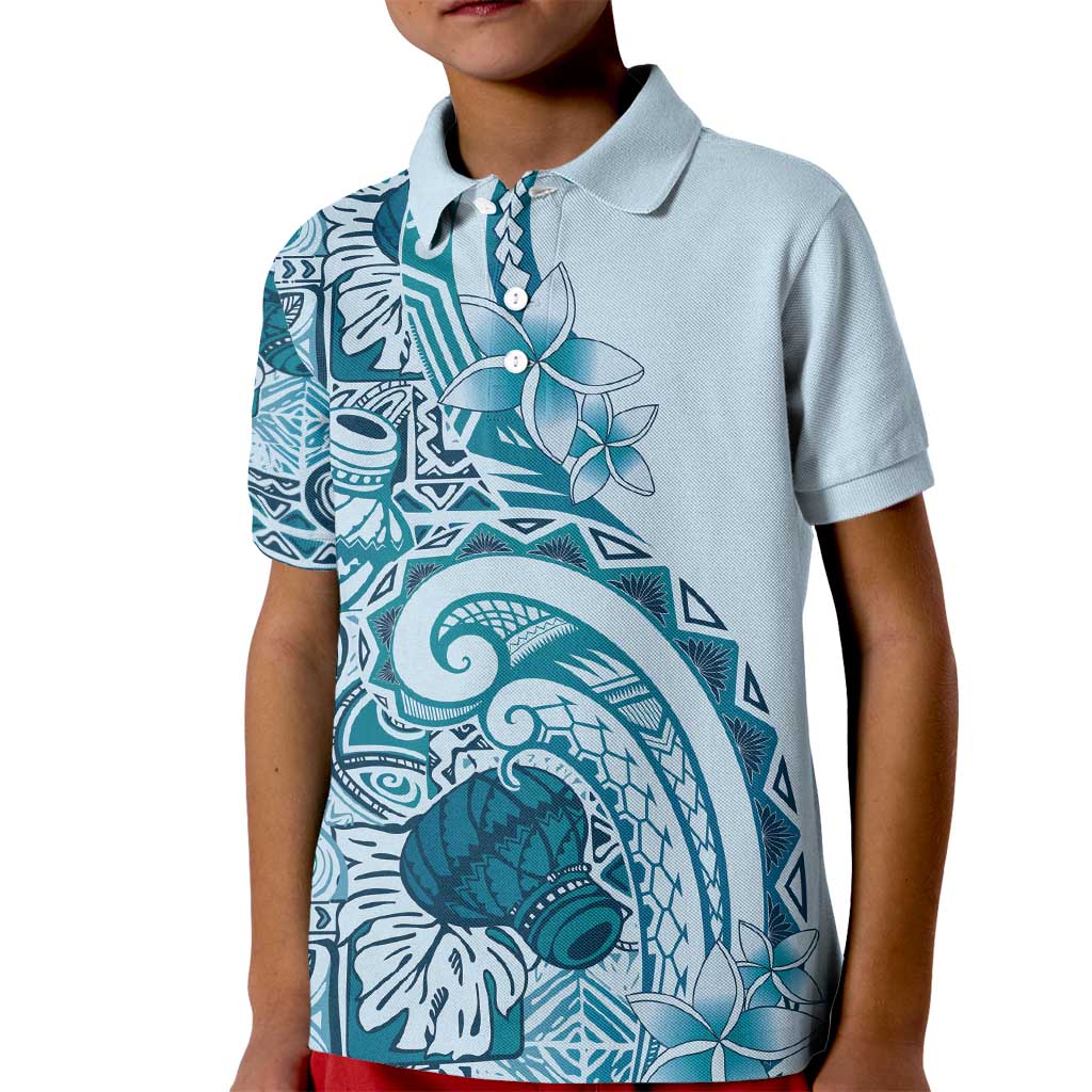 Aloha Hawaii Tapa Kid Polo Shirt Cool Turquoise Hawaiian Ipu LT7 Kid Turquoise - Polynesian Pride