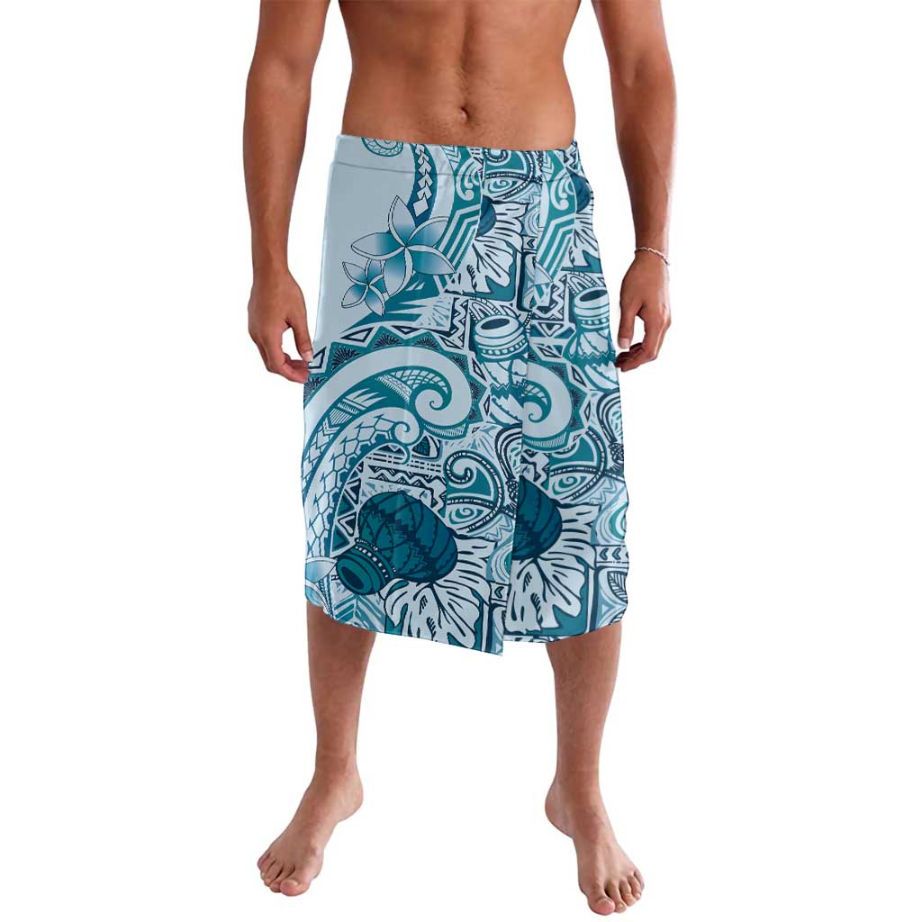 Aloha Hawaii Tapa Lavalava Cool Turquoise Hawaiian Ipu - Polynesian Pride