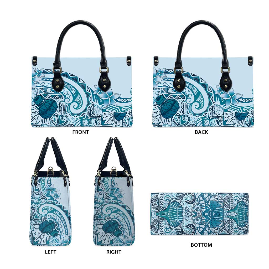Aloha Hawaii Tapa Leather Bag Cool Turquoise Hawaiian Ipu - Polynesian Pride